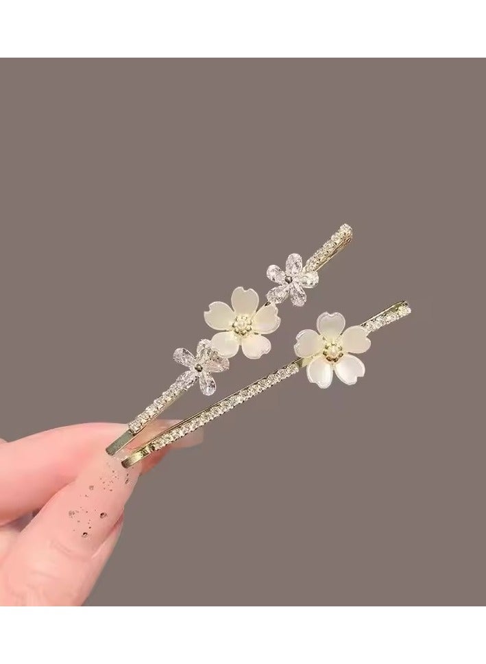 جلوسكي نسخة كورية جديدة لؤلؤة زهرة الزيركون خط واحد الشعر كليب الراينست الجانب كليب المزاج أنثى الموضة إكسسوارات الشعر - Image 3