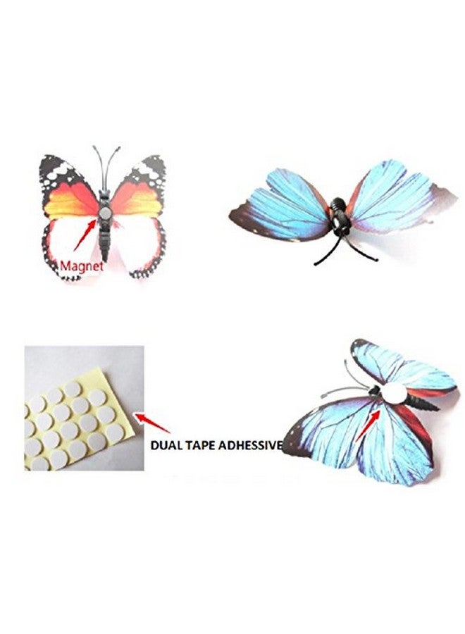 بينديا ملصقات حائط على شكل فراشة معدنية ثلاثية الأبعاد من Pindia مكونة من 12 قطعة لتزيين حفلات الزفاف المنزلية (أصفر) - Image 4