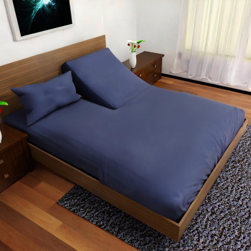 Royal Bliss 1900 ROYAL BLISS TOP Split King Royal Collection 1900 Egyptian Cotton Bamboo Quality Bed Sheet Set with 1 Fitted Sheet with 36in Split TOP  1 King Flat and 2 King P/Cases.No Wrinkle (Navy Blue)  - Image 1