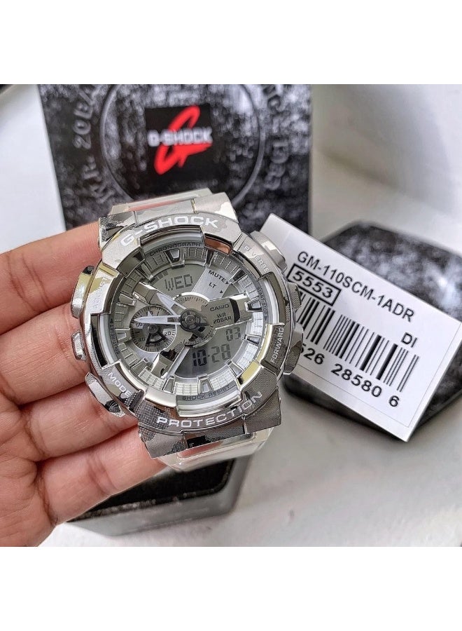 كاسيو ساعة كاسيو جي شوك GM-110SCM-1ADR انالوج رقمي اطار معدني مقاومة للصدمات مقاومة ماء 200 متر اضاءة خلفية LED توقيت عالمي ستوب ووتش مؤقت عد تنازلي منبهات تقويم تلقائي - Image 4