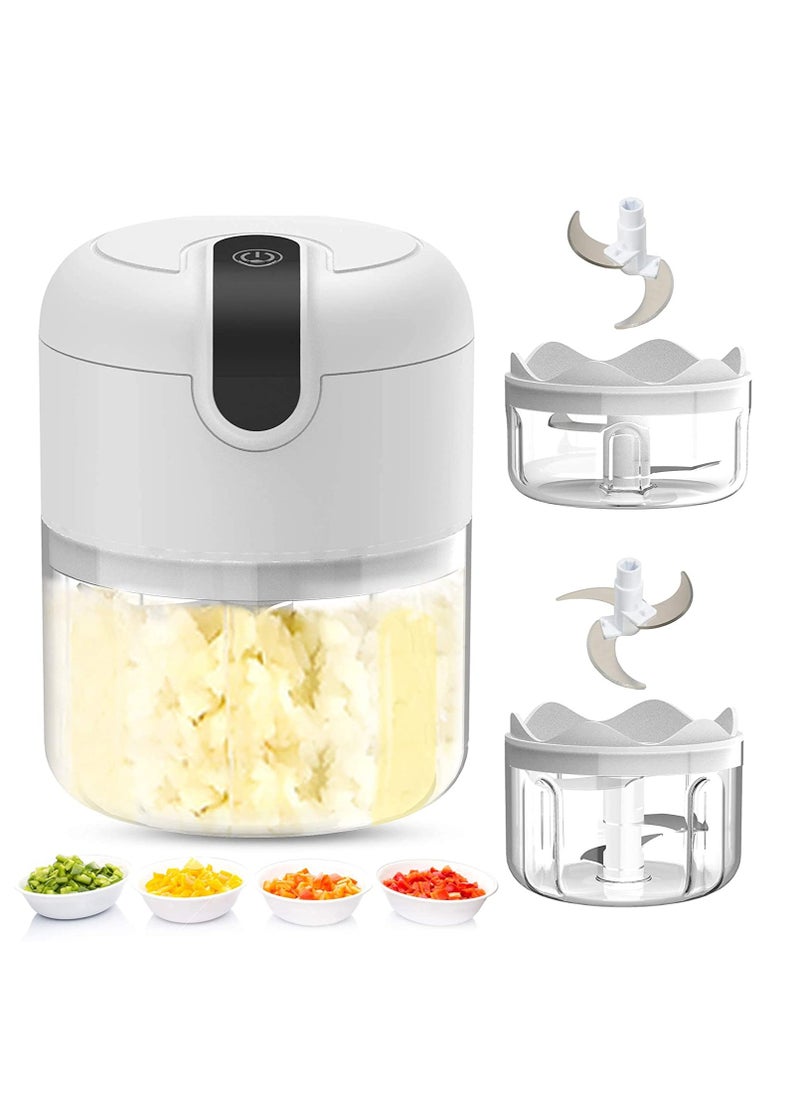 SYOSI - Electric Mini garlic chopper, Onion Ginger salad Pepper Nuts grinder, Portable Small Food Chopper for Garlic Onion Veggie, Dicing, Mincing, All in one food processor kitchen chopper masher (250ML) - Image 1