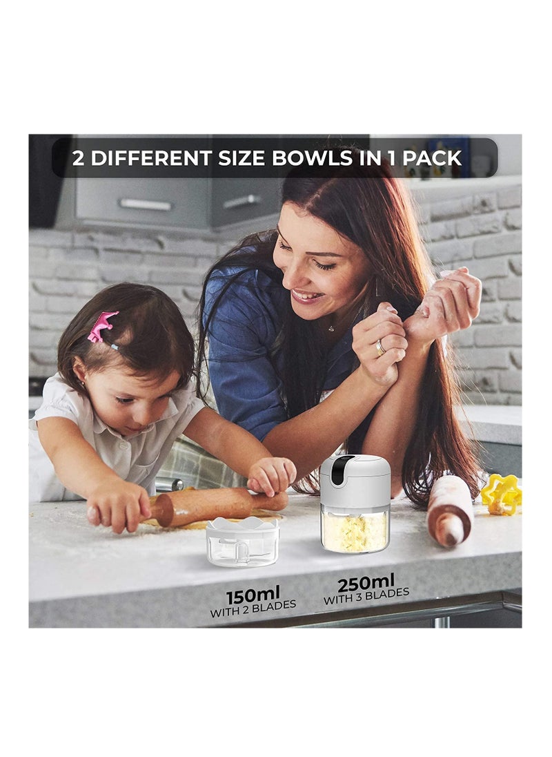 SYOSI - Electric Mini garlic chopper, Onion Ginger salad Pepper Nuts grinder, Portable Small Food Chopper for Garlic Onion Veggie, Dicing, Mincing, All in one food processor kitchen chopper masher (250ML) - Image 1