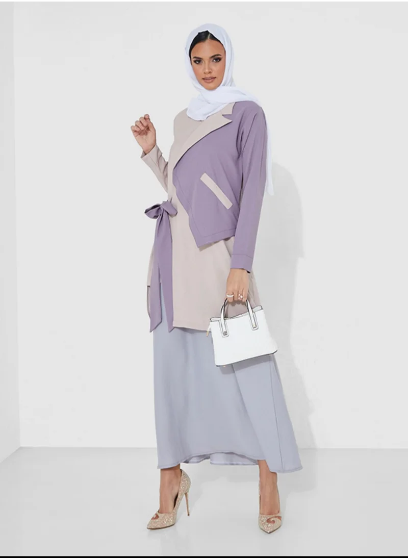 Rosette Abaya Top Elegant Blazer Set with inner Dress