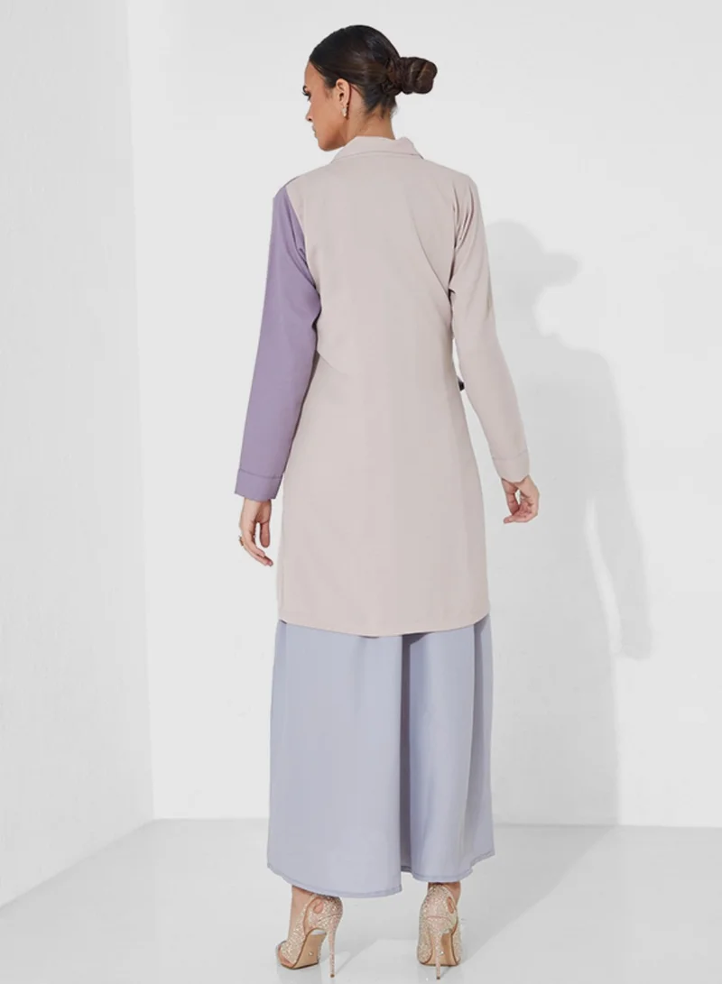 Rosette Abaya Top Elegant Blazer Set with inner Dress