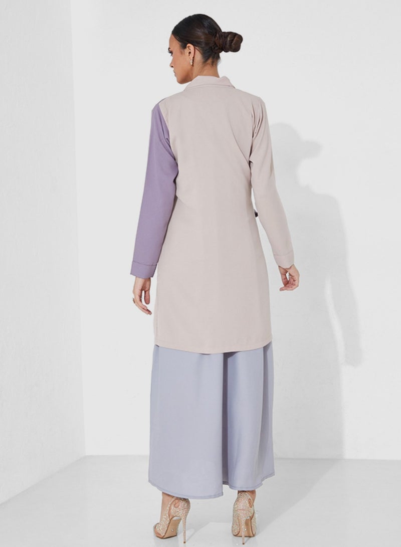Rosette Abaya Top Elegant Blazer Set with inner Dress  - Image 4