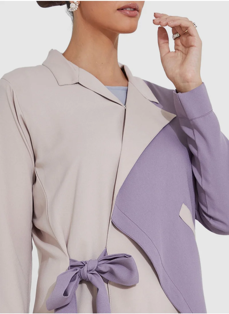 Rosette Abaya Top Elegant Blazer Set with inner Dress