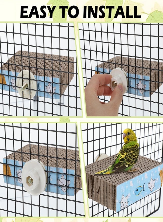 COMNICO 2 PCS Bird Chew Toy Parrot Cage Perch Cardboard Platform Bird Paw Grinding Stand for Cage Birds Resting Platform Stand Parrot Playground Exercise Toys ParakeetsCage Accessories - Image 3
