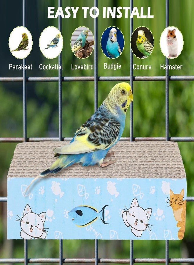 COMNICO 2 PCS Bird Chew Toy Parrot Cage Perch Cardboard Platform Bird Paw Grinding Stand for Cage Birds Resting Platform Stand Parrot Playground Exercise Toys ParakeetsCage Accessories - Image 4
