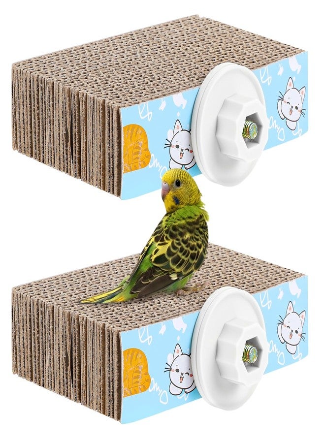 COMNICO 2 PCS Bird Chew Toy Parrot Cage Perch Cardboard Platform Bird Paw Grinding Stand for Cage Birds Resting Platform Stand Parrot Playground Exercise Toys ParakeetsCage Accessories - Image 1