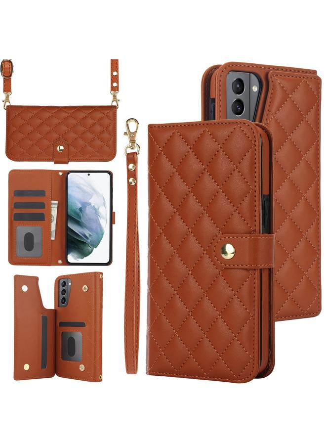 S-TOP Case For Samsung Galaxy S22+ 5G Crossbody Multifunction Rhombic Leather Phone Case - Image 1