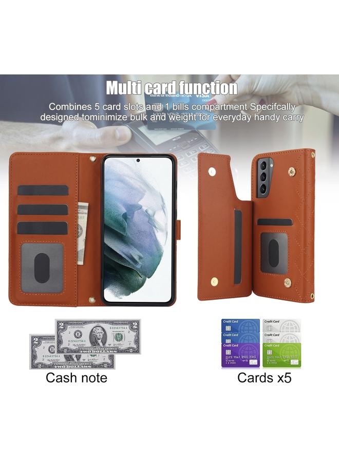 S-TOP Case For Samsung Galaxy S22+ 5G Crossbody Multifunction Rhombic Leather Phone Case - Image 4