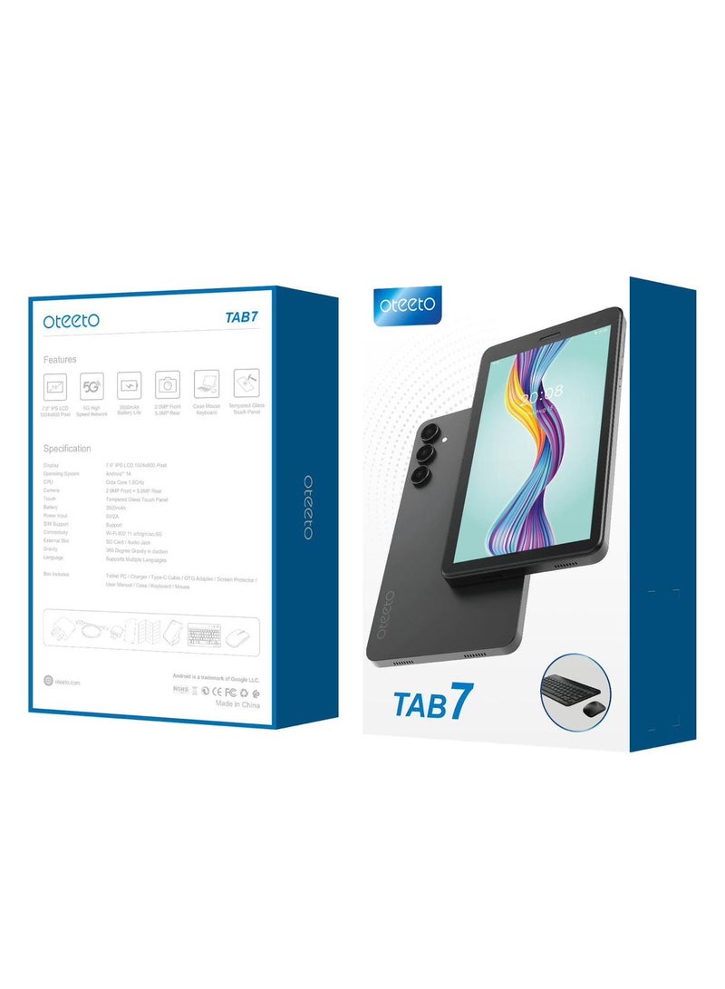 Oteeto TAB 7 7-Inch Display Android Tablet With 8GB RAM + 256GB ROM 3500mAh Battery Keyboard & Mouse - Blue - Image 3