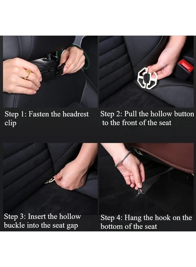 Car Accessories Interior Parts Storage PU Material Car Seat Hanging Bag Backseat Storage Pouch Multi-Functional Organizer For All Seasons Tray Model Black - Image 4