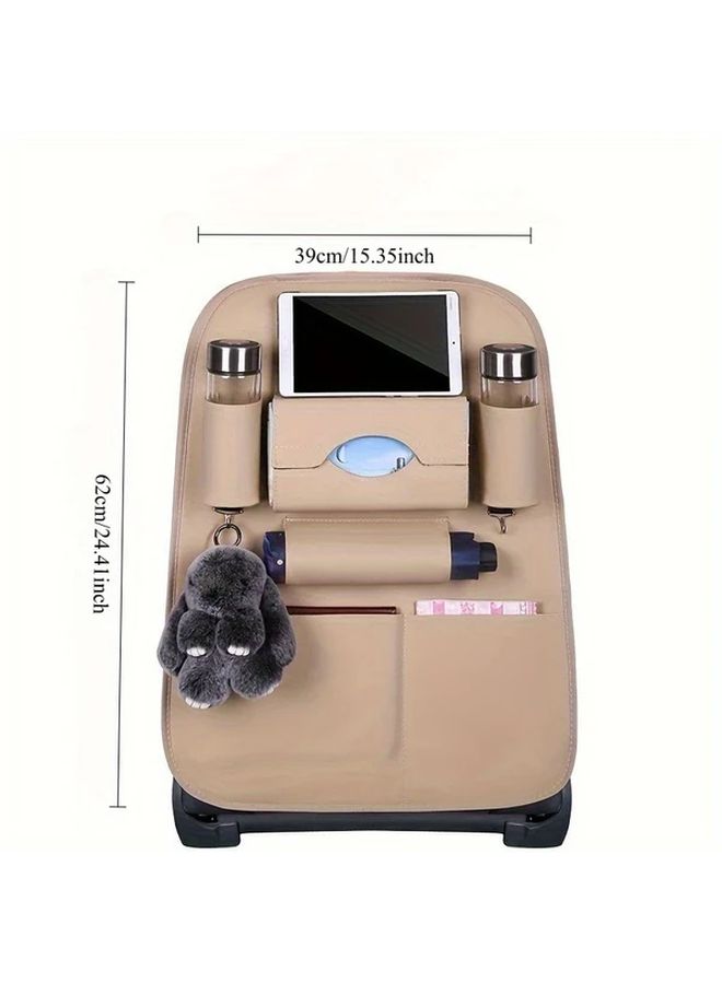 Car Accessories Interior Parts Storage PU Material Car Seat Hanging Bag Backseat Storage Pouch Multi-Functional Organizer For All Seasons Tray Model Black - Image 3