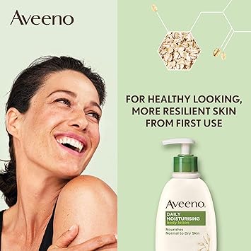 Aveeno Daily Moisturising Lotion For Normal to Dry Skin Care With Prebiotic Oatmeal and Glycerin Moisturises for 24 Hours 300 ml Pack of 2 - Image 2