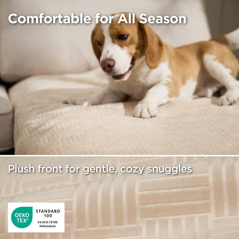 Bedsure Waterproof Couch Cover for Dogs Washable - Waterproof Blanket for Large Dogs Couch Sofa Bed Cozy, Lightweight Furniture Protector for Pet Cat Quick Drying, Sandy Tan, 52x82IN - Image 3