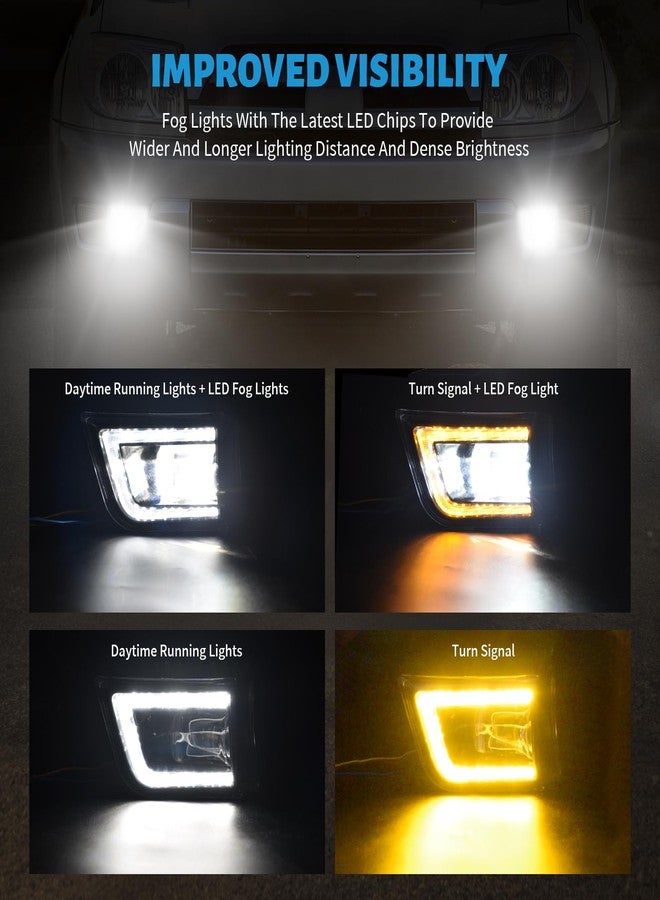 SINYATO INDUST مصابيح ضباب LED من SINYATO INDUST مناسبة لسيارة تويوتا 4Runner موديلات 2003 و2004 و2005، طقم استبدال مصابيح الضباب الأمامية (مصابيح ضباب LED مع مصابيح نهارية) - Image 3