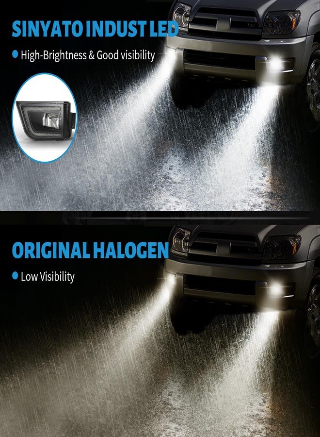 SINYATO INDUST مصابيح ضباب LED من SINYATO INDUST مناسبة لسيارة تويوتا 4Runner موديلات 2003 و2004 و2005، طقم استبدال مصابيح الضباب الأمامية (مصابيح ضباب LED مع مصابيح نهارية) - Image 4