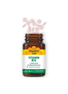 Country Life Vitamin B12 Supports Energy & Red Blood Cell Production 1000Mcg 60 Tablets Certified Gluten Free Certified Vegan Certified Halal  - Image 4