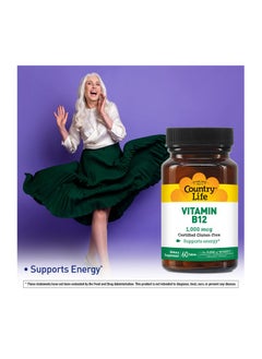 Country Life Vitamin B12 Supports Energy & Red Blood Cell Production 1000Mcg 60 Tablets Certified Gluten Free Certified Vegan Certified Halal  - Image 5