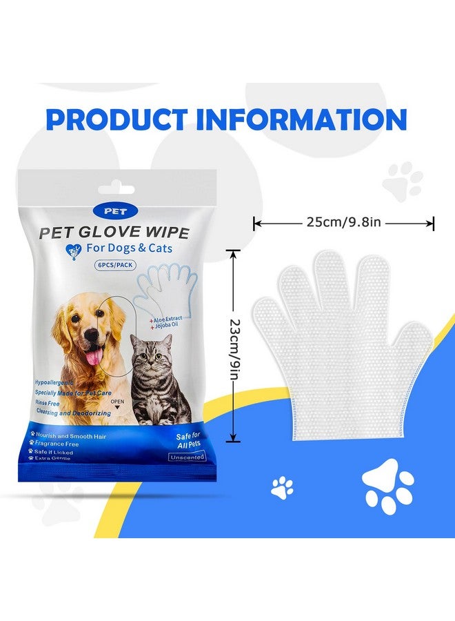 مناديل غسيل قفازات الحيوانات الأليفة للكلاب والقطط، مناديل تنظيف وتهذيب الكلاب والقطط للفرو والأقدام والأرداف، آمنة وغير مهيجة، 12 قطعة - Image 5