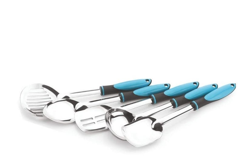 forestamart Stainless Steel Serving Spoon Set Kitchen Tools Set for Serving 5 pcs Multi Color - Image 1