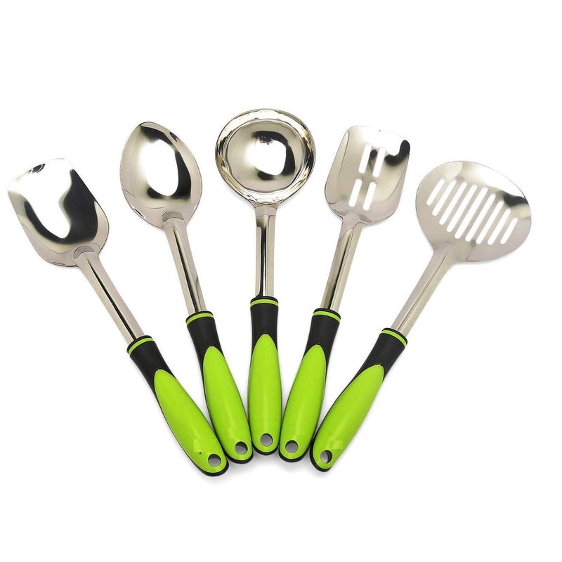 forestamart Stainless Steel Serving Spoon Set Kitchen Tools Set for Serving 5 pcs Multi Color - Image 2