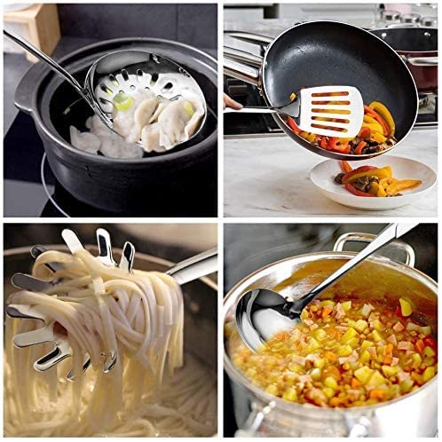 forestamart Stainless Steel Serving Spoon Set Kitchen Tools Set for Serving 5 pcs Multi Color - Image 5