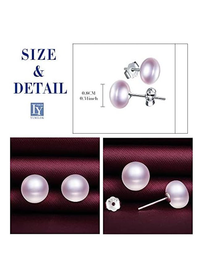 Pearl Women's Stud Earrings 925 Sterling Silver  - Image 3