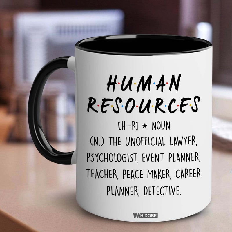 Whidobe هدايا الموارد البشرية للنساء والرجال Boss Coworker Hr كوب مضحك هدايا Hr للنساء الموارد البشرية مكتب ديكور Hr هدايا لزملاء العمل هدية لHr Accent Black Mug هدايا لعيد الميلاد - Image 5