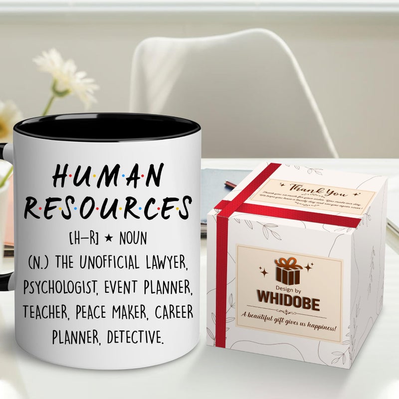Whidobe هدايا الموارد البشرية للنساء والرجال Boss Coworker Hr كوب مضحك هدايا Hr للنساء الموارد البشرية مكتب ديكور Hr هدايا لزملاء العمل هدية لHr Accent Black Mug هدايا لعيد الميلاد - Image 3