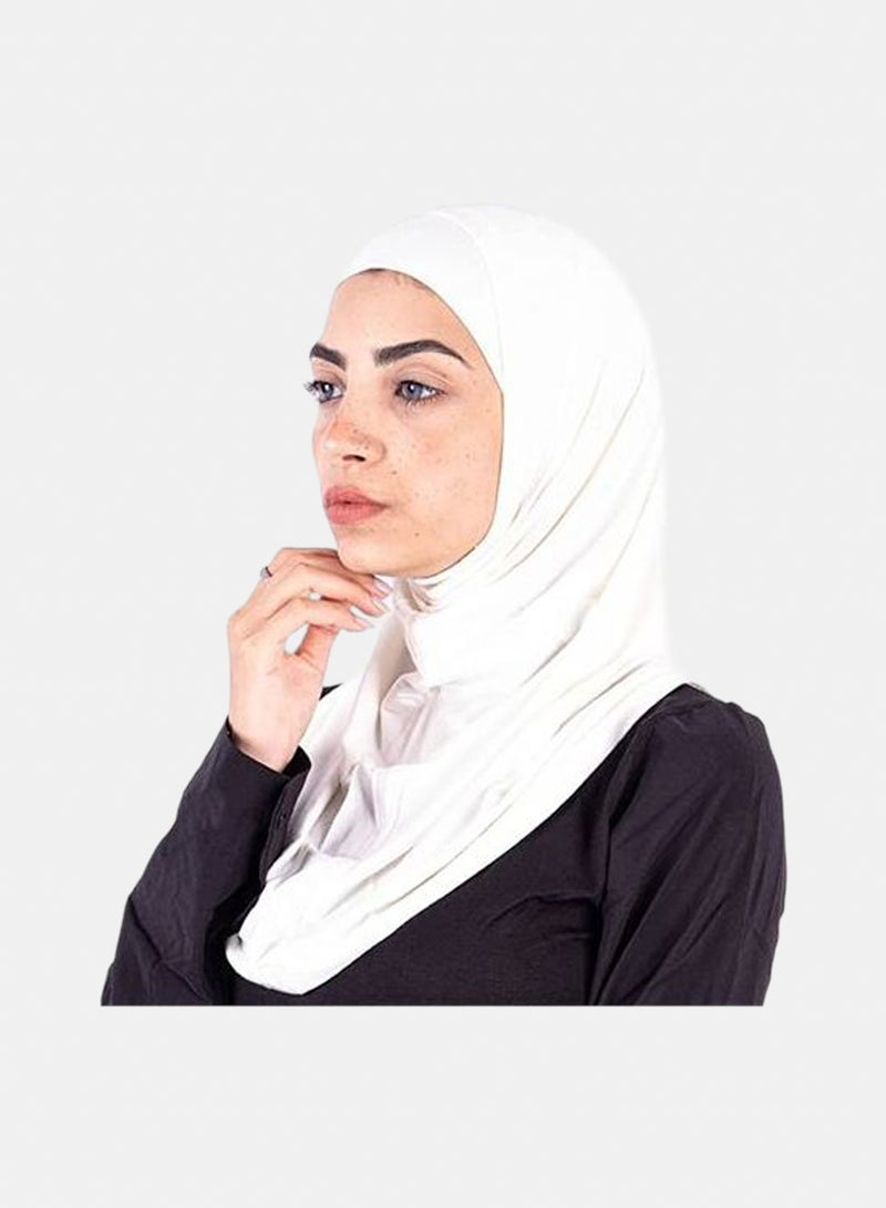 Syrian Hijab Two Pieces Cotton - Light White Color