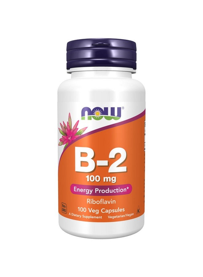 NOW Foods Supplements, Vitamin B-2 (Riboflavin) 100 mg, Energy Production*, 100 Veg Capsules - Image 1