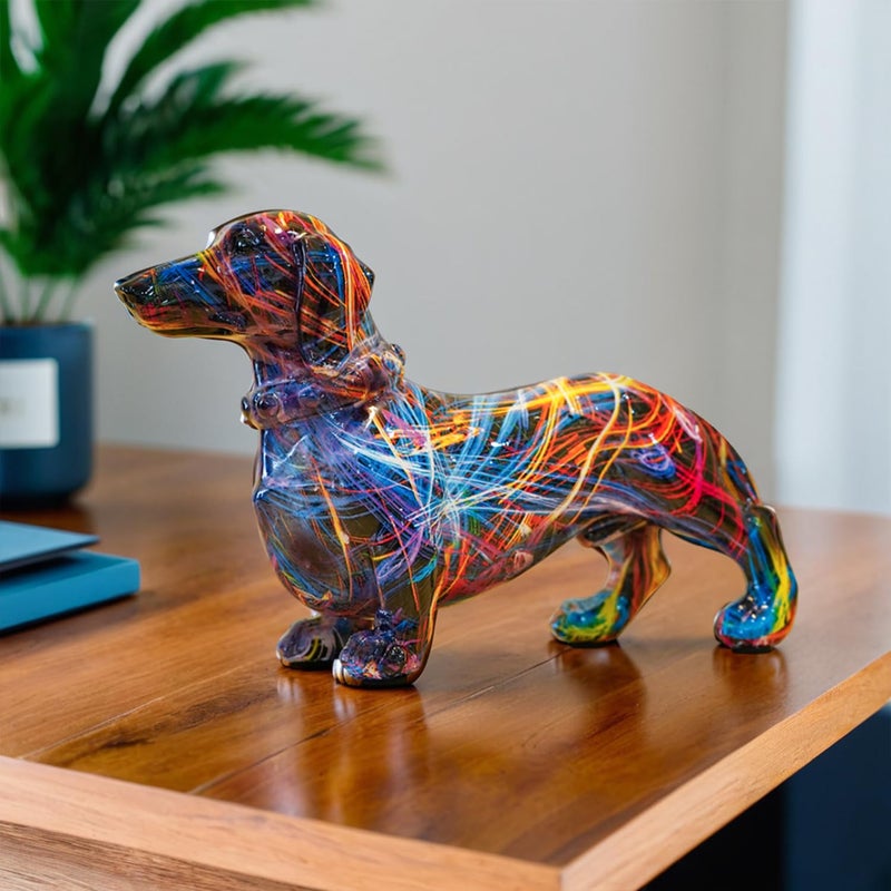Ekhasa Cute Dachshund Dog Show Pieces for Home Decor Living Room Decorative Items Abstract Modern Graffiti Showpieces Gift Item for Decoration Center Table Tv Unit Showcase Office Interior Statue - Image 1