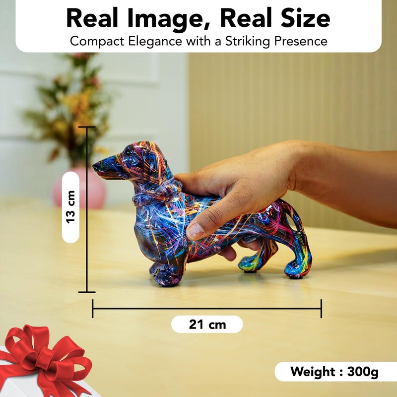 Ekhasa Cute Dachshund Dog Show Pieces for Home Decor Living Room Decorative Items Abstract Modern Graffiti Showpieces Gift Item for Decoration Center Table Tv Unit Showcase Office Interior Statue - Image 3