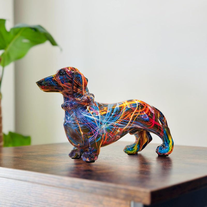 Ekhasa Cute Dachshund Dog Show Pieces for Home Decor Living Room Decorative Items Abstract Modern Graffiti Showpieces Gift Item for Decoration Center Table Tv Unit Showcase Office Interior Statue - Image 2