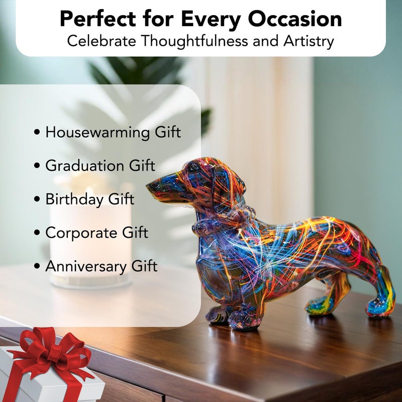 Ekhasa Cute Dachshund Dog Show Pieces for Home Decor Living Room Decorative Items Abstract Modern Graffiti Showpieces Gift Item for Decoration Center Table Tv Unit Showcase Office Interior Statue - Image 5