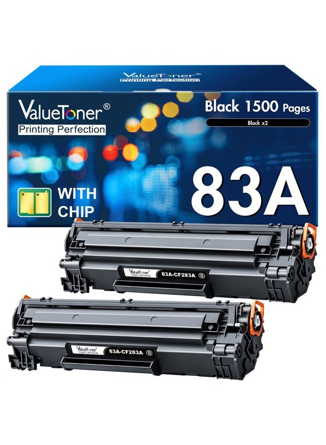 Valuetoner خراطيش حبر متوافقة بديلة لـ HP 83A CF283A للاستخدام مع طابعة Laserjet Pro MFP M125nw MFP M201dw MFP M225dw MFP M125a M201n M127fn M127fw M225dn (2 أسود) - Image 1