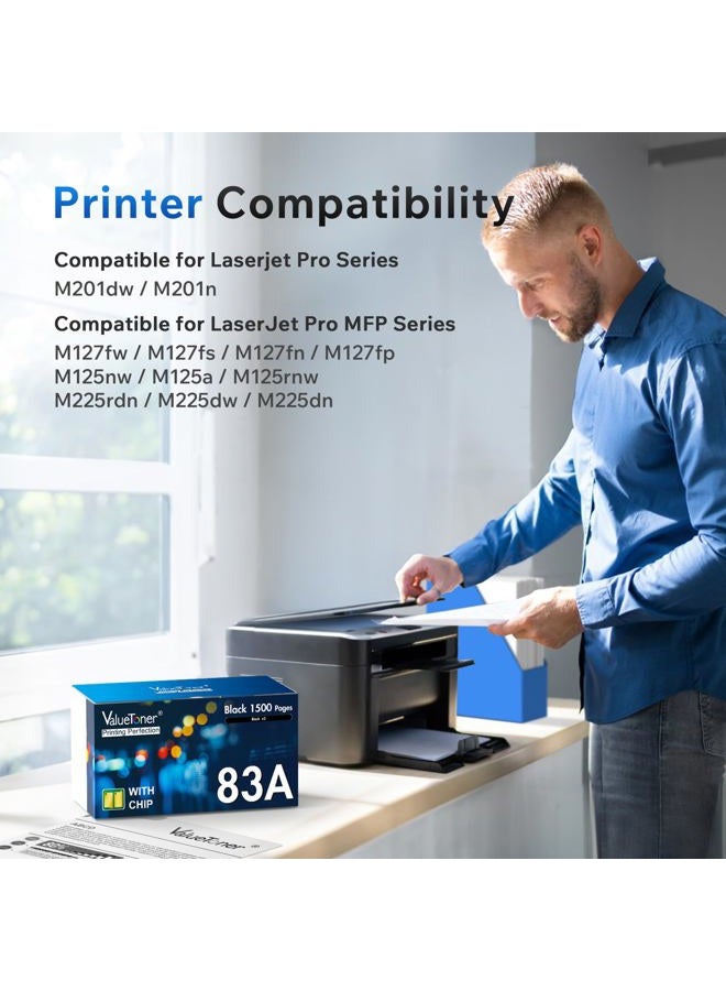 Valuetoner خراطيش حبر متوافقة بديلة لـ HP 83A CF283A للاستخدام مع طابعة Laserjet Pro MFP M125nw MFP M201dw MFP M225dw MFP M125a M201n M127fn M127fw M225dn (2 أسود) - Image 2