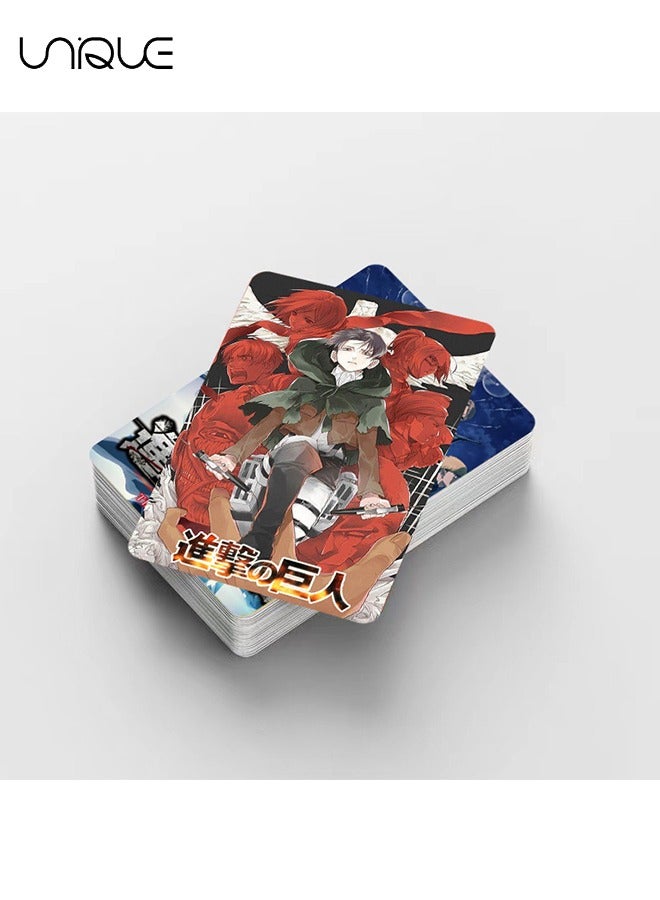 Unique 92 Pieces Attack On Titan Lomo Card - Laser Card - 60Pieces Double-sided LOMO Card - 30 Pcs Random stickers - HD Color Printed Collector Card Sticker - Photo card decoration for collector fans - Image 3