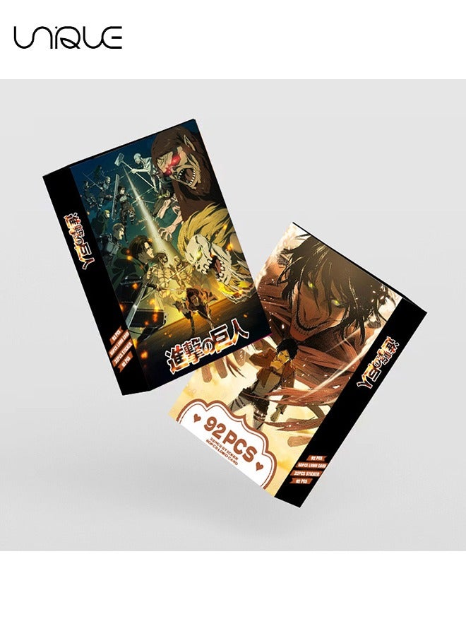Unique 92 Pieces Attack On Titan Lomo Card - Laser Card - 60Pieces Double-sided LOMO Card - 30 Pcs Random stickers - HD Color Printed Collector Card Sticker - Photo card decoration for collector fans - Image 5