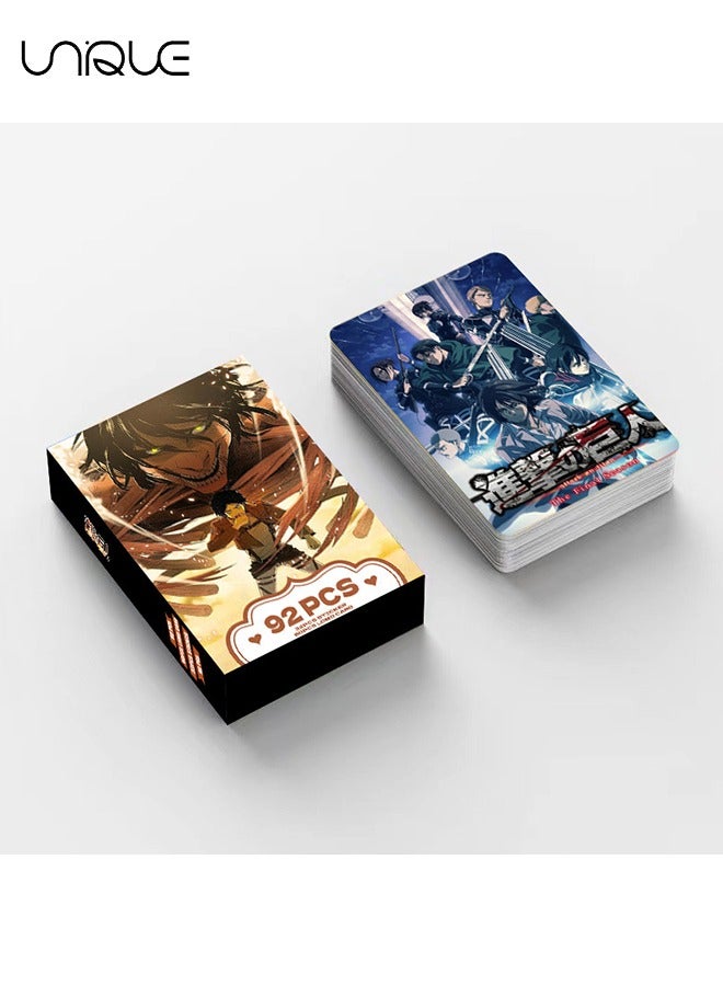 Unique 92 Pieces Attack On Titan Lomo Card - Laser Card - 60Pieces Double-sided LOMO Card - 30 Pcs Random stickers - HD Color Printed Collector Card Sticker - Photo card decoration for collector fans - Image 4