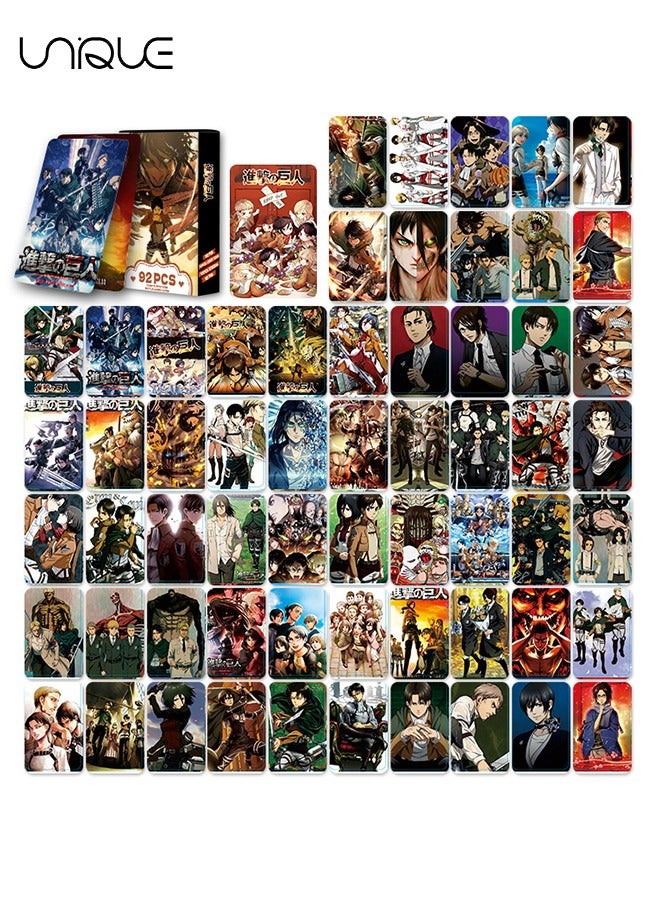 Unique 92 Pieces Attack On Titan Lomo Card - Laser Card - 60Pieces Double-sided LOMO Card - 30 Pcs Random stickers - HD Color Printed Collector Card Sticker - Photo card decoration for collector fans - Image 2
