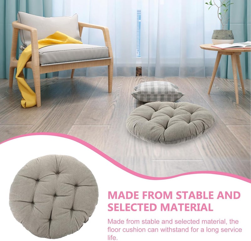 CHILDWEET Meditation Floor Cushion Pillow, 42cm Thick Corduroy Seat Pad, 6-8cm Plush Round Floor Pillow for Yoga, Living Room, Outdoor Garden Seating - Image 3