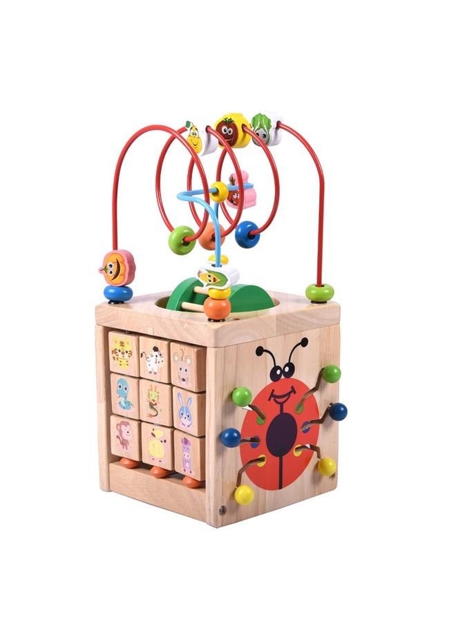 Toddler Wooden Activity Cube Toys, Montessori Toys for 1 2 3 Year Old Boy Girl, Educational Learning Toys for Toddlers 1-3 2-4 Years