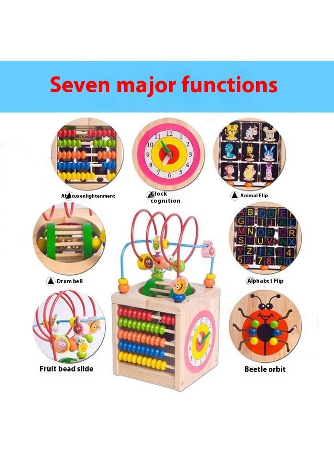 Toddler Wooden Activity Cube Toys, Montessori Toys for 1 2 3 Year Old Boy Girl, Educational Learning Toys for Toddlers 1-3 2-4 Years