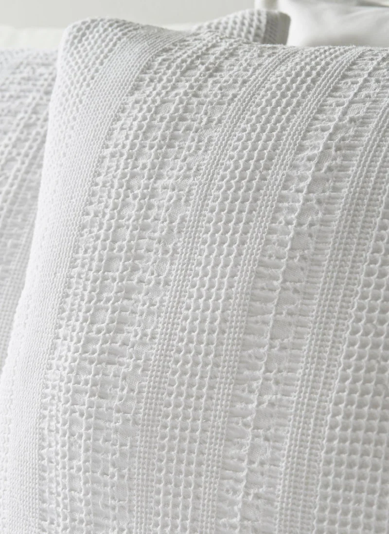 Matalan White White Waffle Stripe Duvet Set  | Best Price UAE