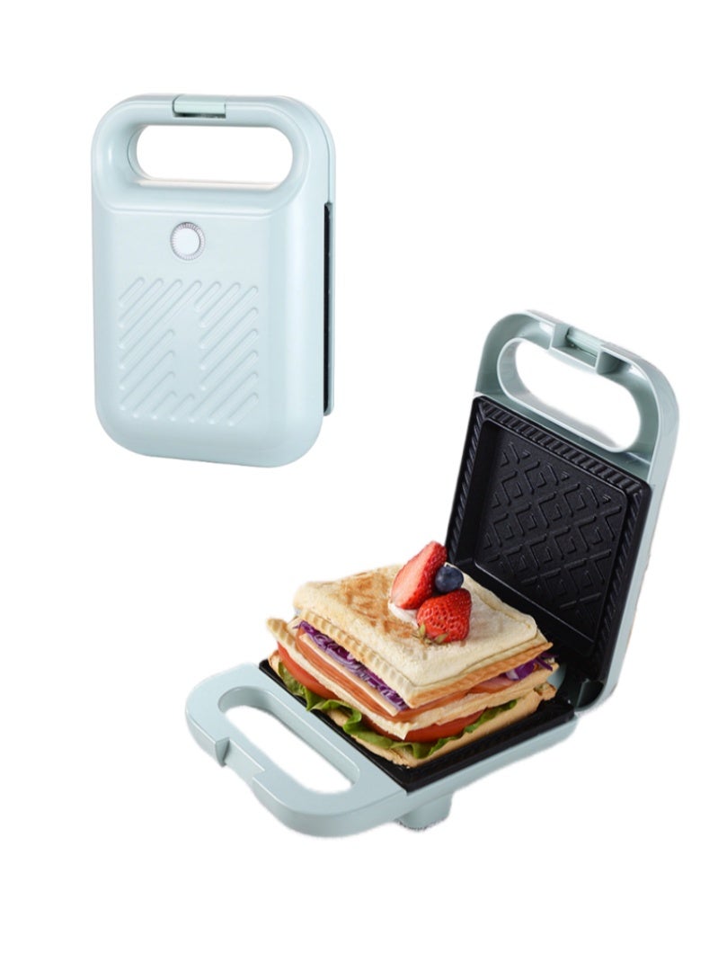 شواية ساندويتش غير لاصقة، صانعة ساندويتشات مع نظام قفل للمقبض، مزودة بطبقة غير لاصقة، حماية من الحرارة الزائدة، صانعة خبز عربي 650 وات، سهلة الاستخدام والتنظيف، لون أبيض - Image 1