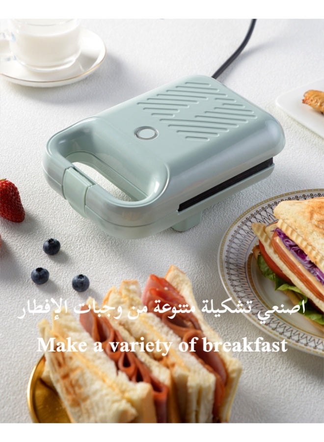 شواية ساندويتش غير لاصقة، صانعة ساندويتشات مع نظام قفل للمقبض، مزودة بطبقة غير لاصقة، حماية من الحرارة الزائدة، صانعة خبز عربي 650 وات، سهلة الاستخدام والتنظيف، لون أبيض - Image 3