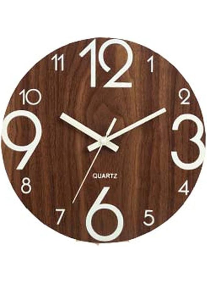 Arabest 12-Inch Brown Acrylic Luminous Wall Clock, Silent Sweeping Second Hand, DIY Assembly Fun, Ideal for Bedroom And Study, Accompanies Your Sleep And Helps You Focus. - Image 1